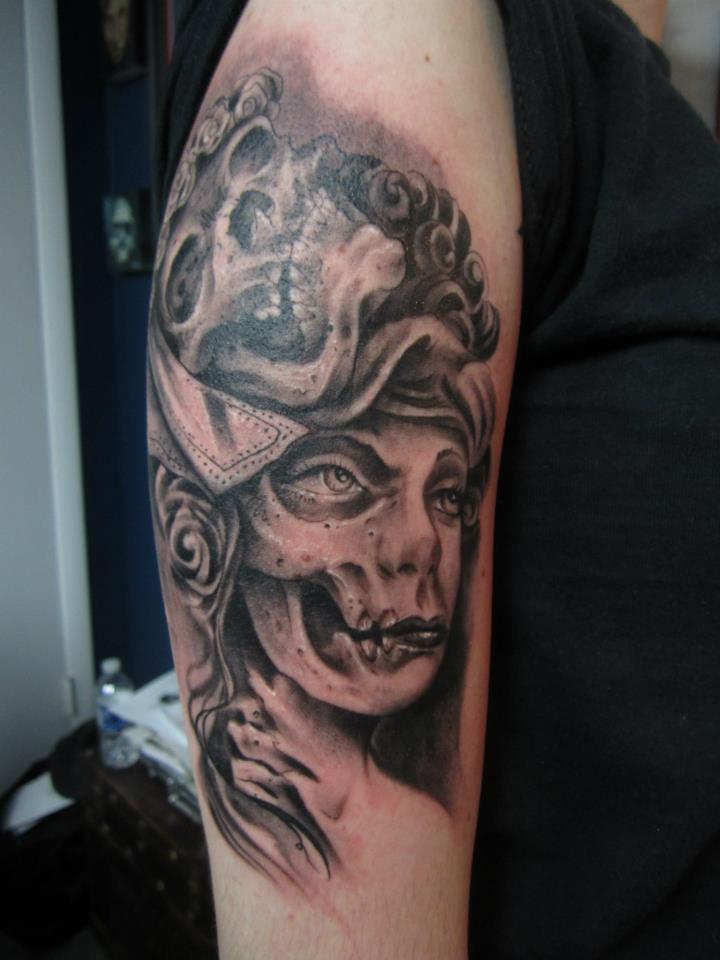 Tattoos - woman skull - 66646